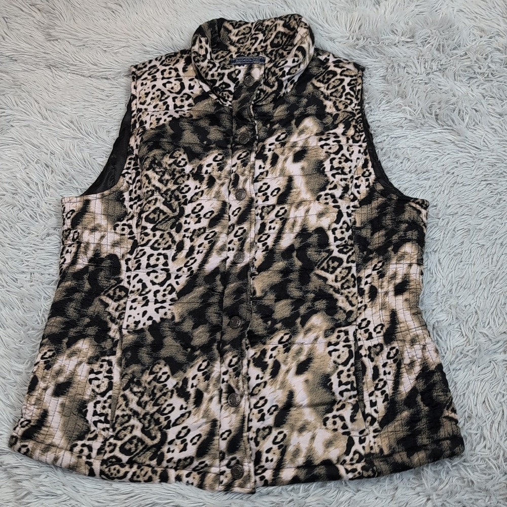 Bandolino Vest Womens L Multicolor Gorpcore Pockets Snap Up Soft Comfort Casual